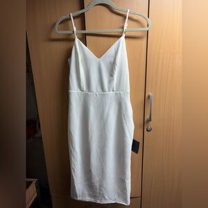 Lulu's White V-Neck Dress